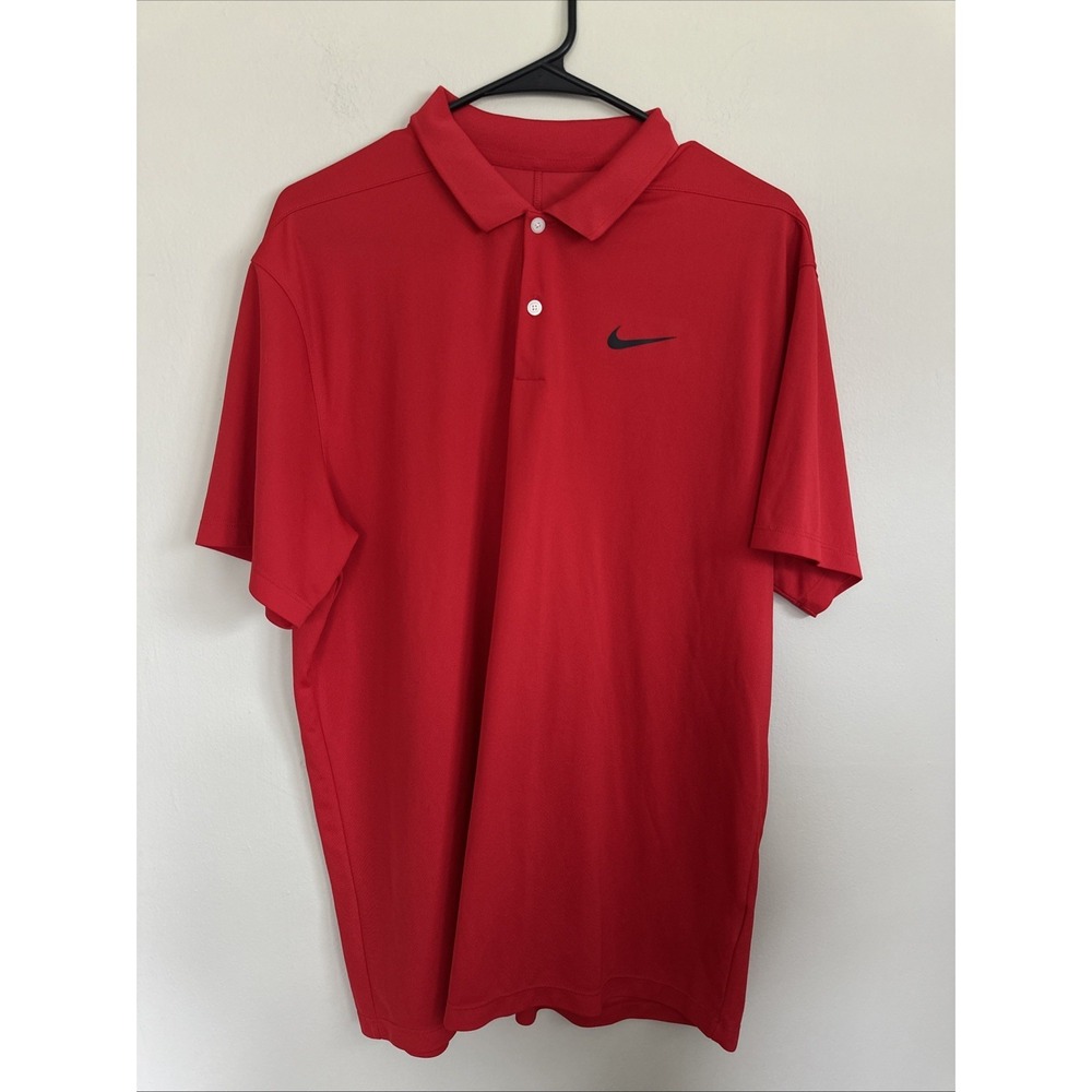 Nike Dri-FIT Standard Fit Men's Red Short Sleeve Golf Polo Shirt Size L